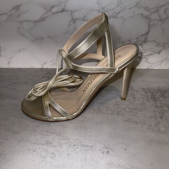 Stuart Weitzman Womens Soiree 100 Lace-Up Platino 8.5 B - Picture 2 of 15